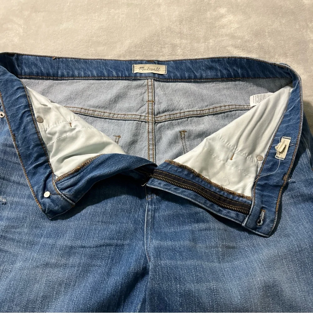 Madewell 34 Classic Straight Jean Medium Wash High Rise Denim Distressed - Picture 7 of 13